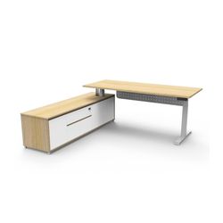 Halo Plus Executive Desk & Left Hand Side Cabinet & Modesty Panel - White Frame 1800x900mm Natural Oak Desktop