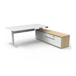 Halo Plus Executive Desk & Right Hand Side Cabinet & Modesty Panel - White Frame 1800x900mm Natural White Desktop