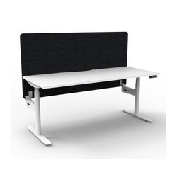 Rapid Halo Plus Height Adjustable Desk with Black Eco Screen 1500mm White Frame Natural White Scallop Top