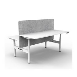 Rapid Halo Plus Height Adjustable Back to Back Desk with Grey Eco Screen 1200mm White Frame Natural White Scallop Top
