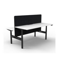 Rapid Halo Plus Height Adjustable Back to Back Desk with Black Eco Screen 1800mm Black Frame Natural White Scallop Top