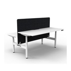 Rapid Halo Plus Height Adjustable Back to Back Desk with Black Eco Screen 1800mm White Frame Natural White Scallop Top