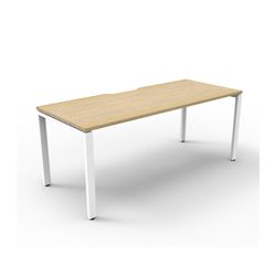 Rapid Deluxe Infinity Single Sided Workstation 1 Person No Screen 1800Wmm per person White Profile Leg Natural Oak Top