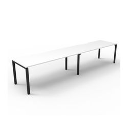 Rapid Deluxe Infinity Single Sided Workstation 2 Person No Screen 1800Wmm per person Black Profile Leg Natural White Top