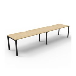Rapid Deluxe Infinity Single Sided Workstation 2 Person No Screen 1800Wmm per person Black Profile Leg Natural Oak Top