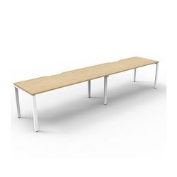 Rapid Deluxe Infinity Single Sided Workstation 2 Person No Screen 1800Wmm per person White Profile Leg Natural Oak Top