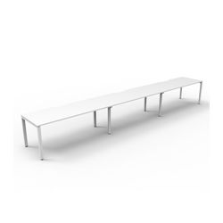 Rapid Deluxe Infinity Single Sided Workstation 3 Person No Screen 1500Wmm per person White Profile Leg Natural White Top