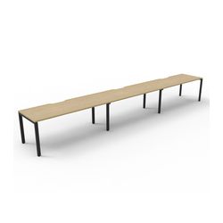 Rapid Deluxe Infinity Single Sided Workstation 3 Person No Screen 1800Wmm per person Black Profile Leg Natural Oak Top
