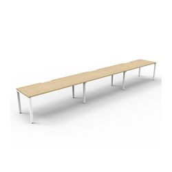 Rapid Deluxe Infinity Single Sided Workstation 3 Person No Screen 1800Wmm per person White Profile Leg Natural Oak Top