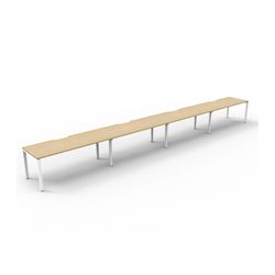 Rapid Deluxe Infinity Single Sided Workstation 4 Person No Screen 1500Wmm per person White Profile Leg Natural Oak Top