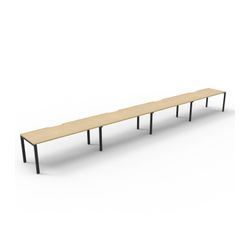 Rapid Deluxe Infinity Single Sided Workstation 4 Person No Screen 1800Wmm per person Black Profile Leg Natural Oak Top