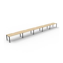 Rapid Deluxe Infinity Single Sided Workstation 5 Person No Screen 1200Wmm per person Black Profile Leg Natural Oak Top