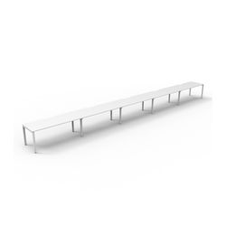 Rapid Deluxe Infinity Single Sided Workstation 5 Person No Screen 1200Wmm per person White Profile Leg Natural White Top