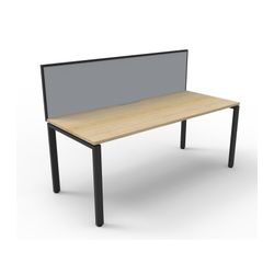 Rapid Deluxe Infinity Single Sided Workstation 1 Person With Grey Screen 1200Wmm per person Black Profile Leg Natural Oak Top