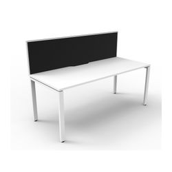 Rapid Deluxe Infinity Single Sided Workstation 1 Person With Black Screen 1200Wmm per person White Profile Leg Natural White Top