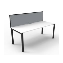 Rapid Deluxe Infinity Single Sided Workstation 1 Person With Grey Screen 1800Wmm per person Black Profile Leg Natural White Top