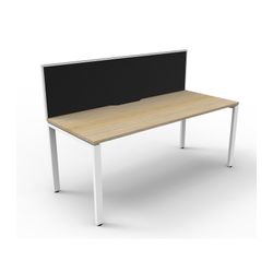 Rapid Deluxe Infinity Single Sided Workstation 1 Person With Black Screen 1800Wmm per person White Profile Leg Natural Oak Top
