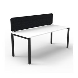 Rapid Deluxe Infinity Single Sided Workstation 1 Person With Black Eco Screen 1200Wmm per person Black Profile Leg Natural White Top