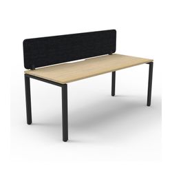 Rapid Deluxe Infinity Single Sided Workstation 1 Person With Black Eco Screen 1200Wmm per person Black Profile Leg Natural Oak Top