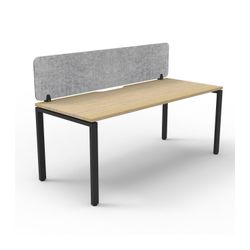 Rapid Deluxe Infinity Single Sided Workstation 1 Person With Grey Eco Screen 1500Wmm per person Black Profile Leg Natural Oak Top