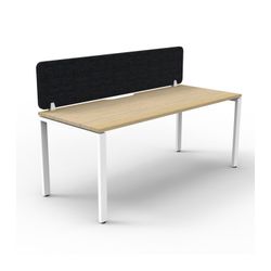 Rapid Deluxe Infinity Single Sided Workstation 1 Person With Black Eco Screen 1500Wmm per person White Profile Leg Natural Oak Top