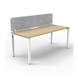 Rapid Deluxe Infinity Single Sided Workstation 1 Person With Grey Eco Screen 1500Wmm per person White Profile Leg Natural Oak Top