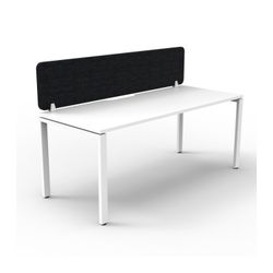 Rapid Deluxe Infinity Single Sided Workstation 1 Person With Black Eco Screen 1800Wmm per person White Profile Leg Natural White Top