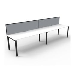 Rapid Deluxe Infinity Single Sided Workstation 2 Person With Grey Screen 1500Wmm per person Black Profile Leg Natural White Top