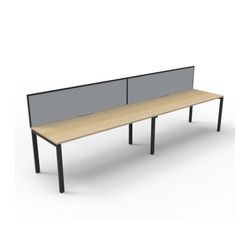 Rapid Deluxe Infinity Single Sided Workstation 2 Person With Grey Screen 1500Wmm per person Black Profile Leg Natural Oak Top
