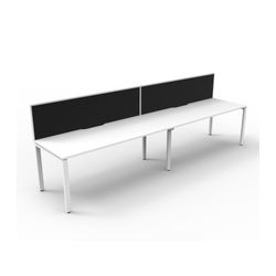 Rapid Deluxe Infinity Single Sided Workstation 2 Person With Black Screen 1500Wmm per person White Profile Leg Natural White Top