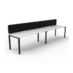 Rapid Deluxe Infinity Single Sided Workstation 2 Person With Black Eco Screen 1200Wmm per person Black Profile Leg Natural White Top