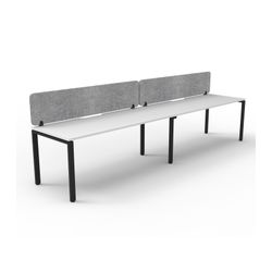 Rapid Deluxe Infinity Single Sided Workstation 2 Person With Grey Eco Screen 1200Wmm per person Black Profile Leg Natural White Top