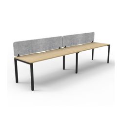Rapid Deluxe Infinity Single Sided Workstation 2 Person With Grey Eco Screen 1200Wmm per person Black Profile Leg Natural Oak Top