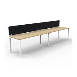 Rapid Deluxe Infinity Single Sided Workstation 2 Person With Black Eco Screen 1200Wmm per person White Profile Leg Natural Oak Top