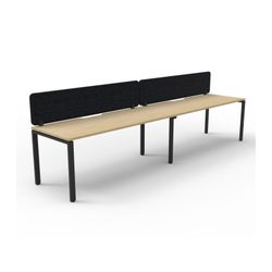 Rapid Deluxe Infinity Single Sided Workstation 2 Person With Black Eco Screen 1500Wmm per person Black Profile Leg Natural Oak Top