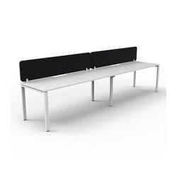 Rapid Deluxe Infinity Single Sided Workstation 2 Person With Black Eco Screen 1500Wmm per person White Profile Leg Natural White Top