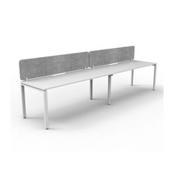 Rapid Deluxe Infinity Single Sided Workstation 2 Person With Grey Eco Screen 1500Wmm per person White Profile Leg Natural White Top