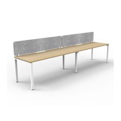 Rapid Deluxe Infinity Single Sided Workstation 2 Person With Grey Eco Screen 1500Wmm per person White Profile Leg Natural Oak Top