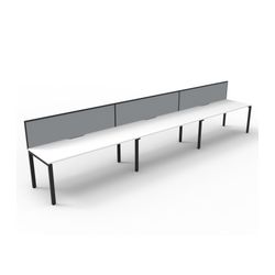 Rapid Deluxe Infinity Single Sided Workstation 3 Person With Grey Screen 1200Wmm per person Black Profile Leg Natural White Top