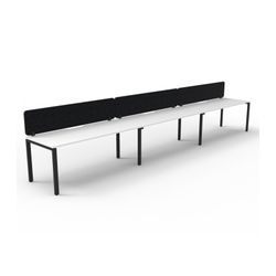 Rapid Deluxe Infinity Single Sided Workstation 3 Person With Black Eco Screen 1200Wmm per person Black Profile Leg Natural White Top