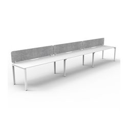 Rapid Deluxe Infinity Single Sided Workstation 3 Person With Grey Eco Screen 1200Wmm per person White Profile Leg Natural White Top