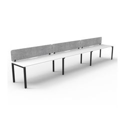 Rapid Deluxe Infinity Single Sided Workstation 3 Person With Grey Eco Screen 1800Wmm per person Black Profile Leg Natural White Top