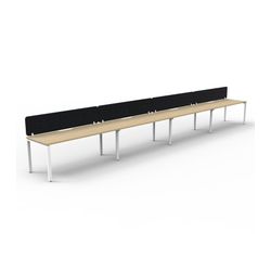 Rapid Deluxe Infinity Single Sided Workstation 4 Person With Black Eco Screen 1200Wmm per person White Profile Leg Natural Oak Top