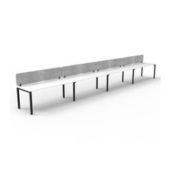 Rapid Deluxe Infinity Single Sided Workstation 4 Person With Grey Eco Screen 1800Wmm per person Black Profile Leg Natural White Top