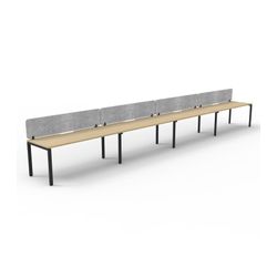 Rapid Deluxe Infinity Single Sided Workstation 4 Person With Grey Eco Screen 1800Wmm per person Black Profile Leg Natural Oak Top