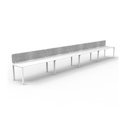 Rapid Deluxe Infinity Single Sided Workstation 4 Person With Grey Eco Screen 1800Wmm per person White Profile Leg Natural White Top