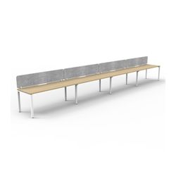 Rapid Deluxe Infinity Single Sided Workstation 4 Person With Grey Eco Screen 1800Wmm per person White Profile Leg Natural Oak Top