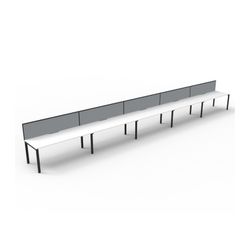 Rapid Deluxe Infinity Single Sided Workstation 5 Person With Grey Screen 1500Wmm per person Black Profile Leg Natural White Top