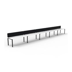 Rapid Deluxe Infinity Single Sided Workstation 5 Person With Black Eco Screen 1500Wmm per person Black Profile Leg Natural White Top