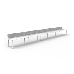 Rapid Deluxe Infinity Single Sided Workstation 5 Person With Grey Eco Screen 1500Wmm per person White Profile Leg Natural White Top